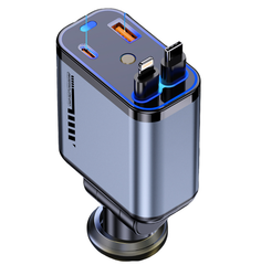 ⚡✨ Cargador de coche ultrarrápido: dos puertos USB-C retráctiles con luz ambiental Starlight y protección de seguridad inteligente 🚗💫