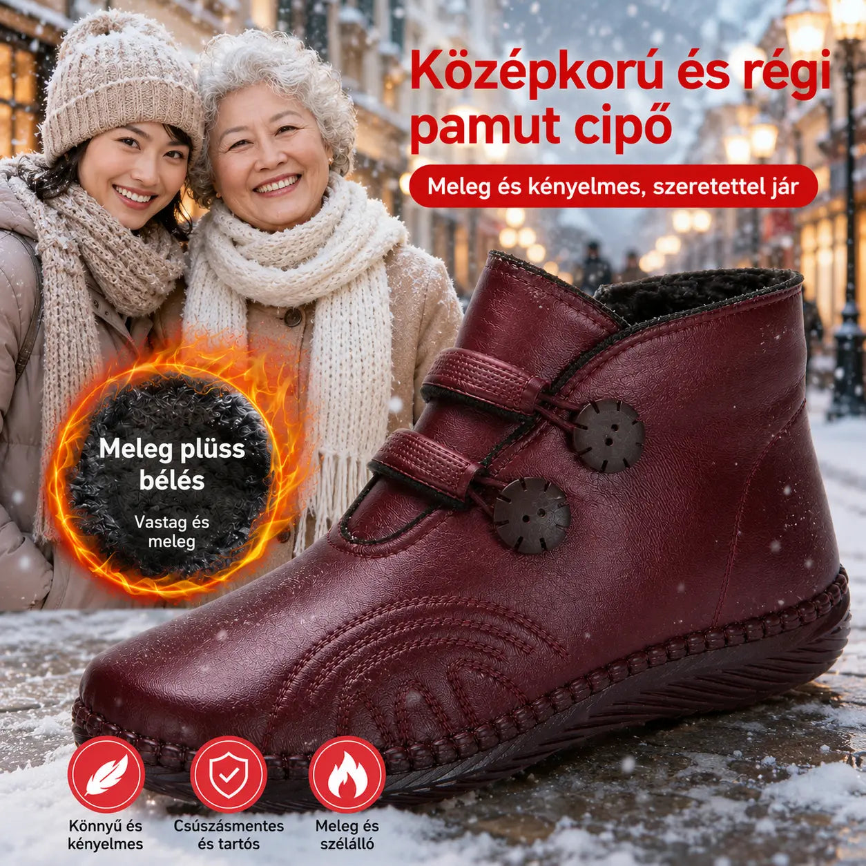 💥【35-40】Női bőr, pamut, csúszásmentes, kézzel készített cipők őszre és télre