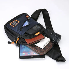 🎒💯Bolso bandolera/de pecho impermeable con múltiples bolsillos