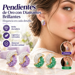 🏆✨Compre 1 y obtenga 1 gratis【2 Pares】Elegantes aretes de oro con diamantes brillantes