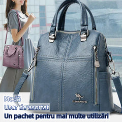 🎒🌟【Elegante y a la moda】Mochila/bolso cruzado de cuero multifuncional de gran capacidad🐾