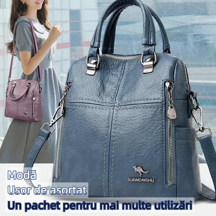 🎒🌟【Elegante y a la moda】Mochila/bolso cruzado de cuero multifuncional de gran capacidad🐾