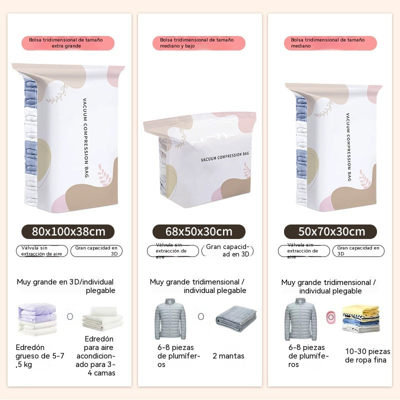 🧳【Juego de 5 piezas】💨 Bolsas de almacenamiento al vacío compresibles de gran capacidad: No se necesita bomba de aire, diseño a prueba de fugas, ideal para ahorrar espacio en tu maleta y en casa ✈️