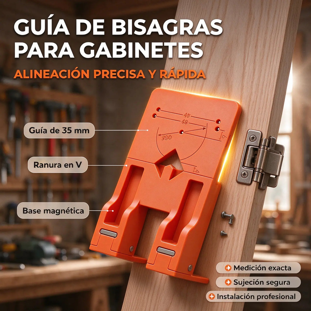 🧲✨ Guía de Perforación Magnética para Bisagras de Armario, Herramienta de Montaje Rápido y Preciso para Puertas de Muebles 🛠️🚪