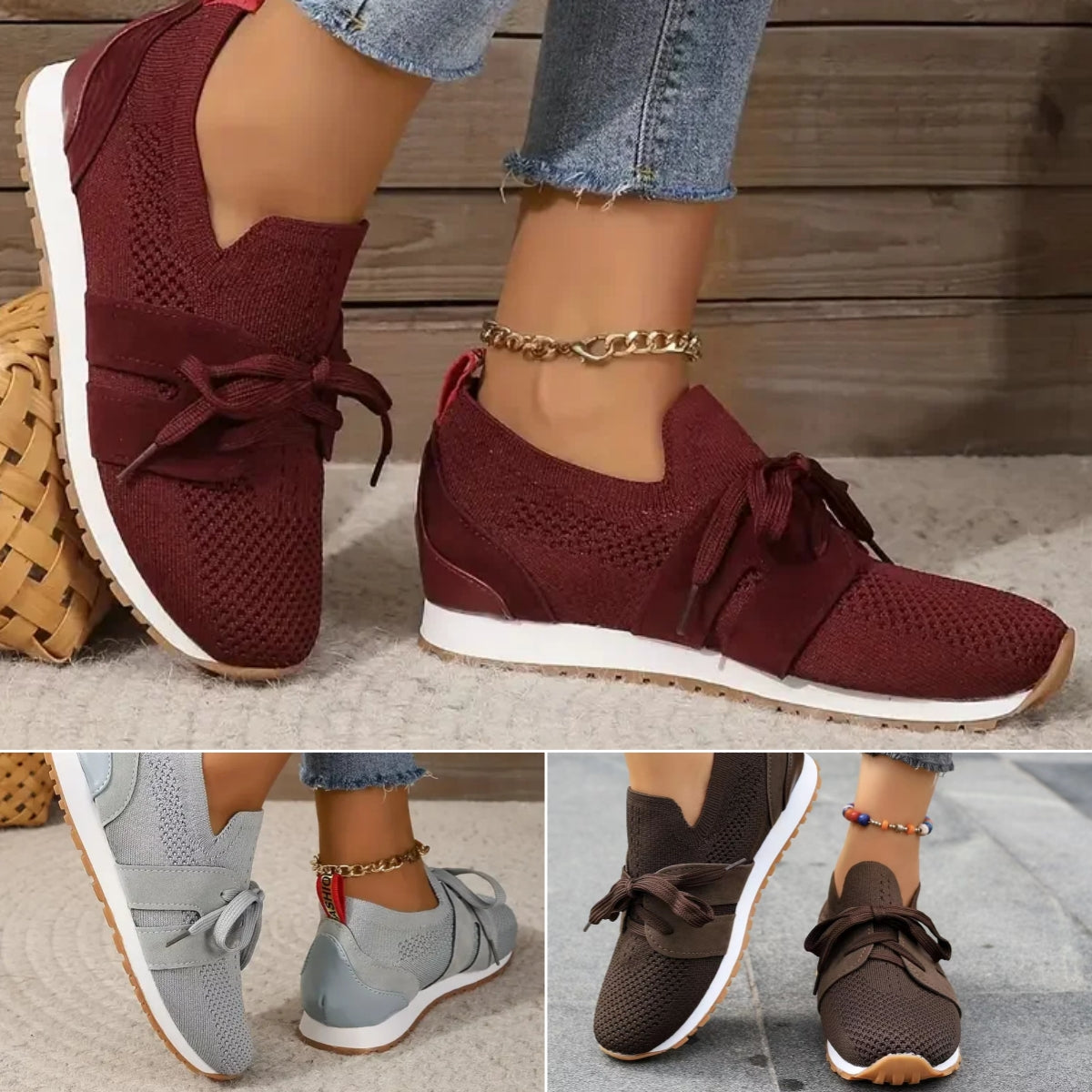 【35-43】Zapatillas ortopédicas tejidas y transpirables para mujer