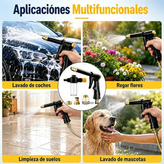 💦 Pistola de lavado a alta presión con boquilla de cobre 360° – Dos modos de chorro, mango largo, ideal para coche y hogar 🚗🔧