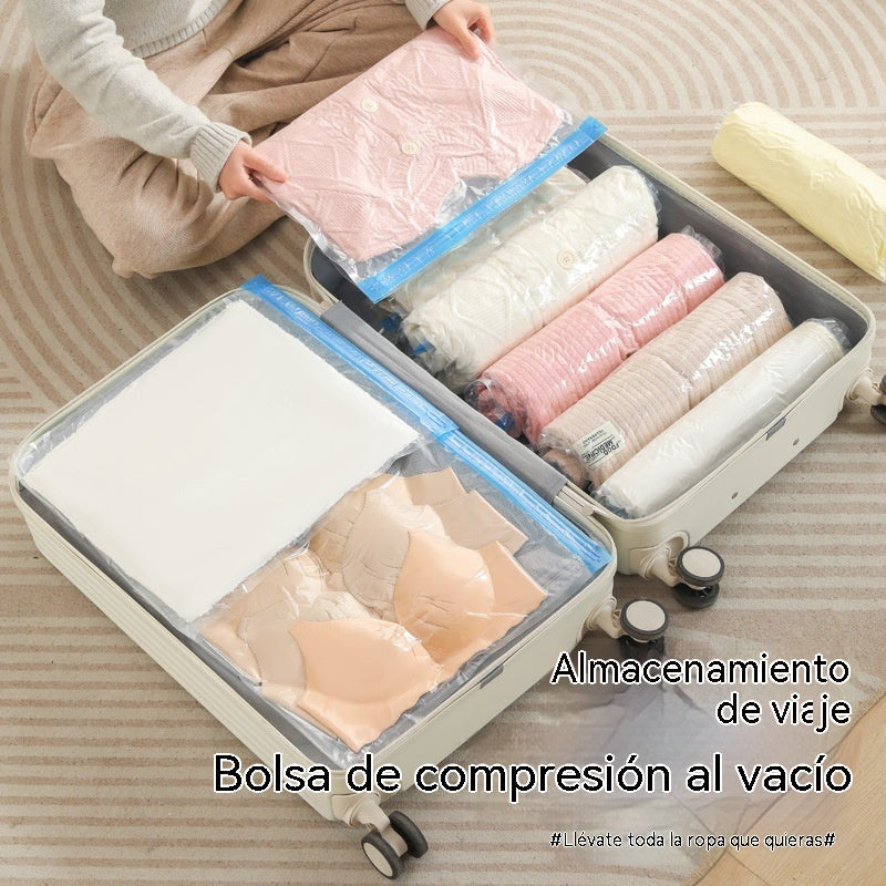 🧳【Juego de 10 piezas】💨 Bolsa de almacenamiento al vacío grande y compresible: no requiere bomba, es a prueba de fugas e ideal para ahorrar espacio en maletas y en casa ✈️