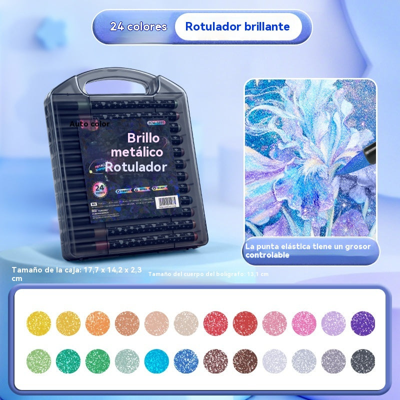 【24 colores】🔥✨️Set de iluminadores flash de doble punta