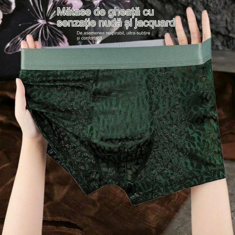 【L-4XL】Ropa interior de malla de seda helada para hombre, tallas grandes, transpirable.