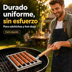 🌭 Parrilla rodante de acero inoxidable desmontable para salchichas – Asador multiusos para exteriores, ideal para hot dogs y barbacoas 🔥