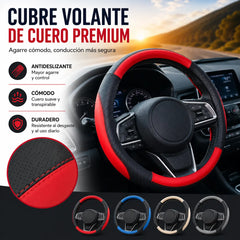 🔥Funda de volante de cuero genuino - Funda universal para volante de coche, antideslizante, duradera