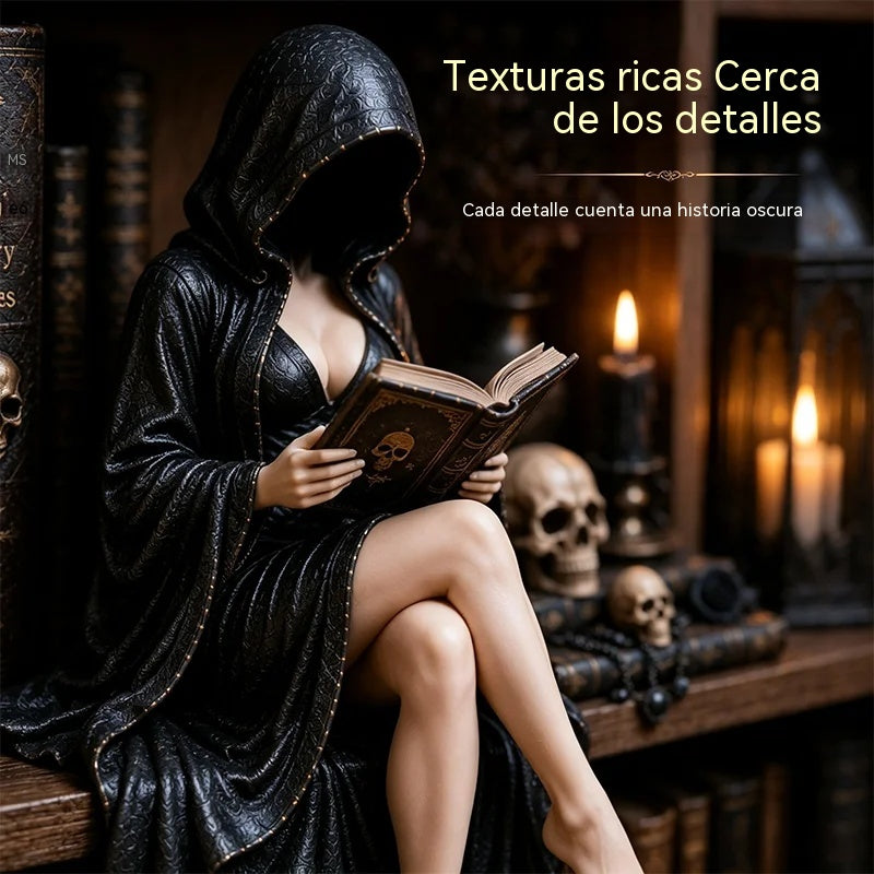 🔥【Novedad 2026】Estatuilla gótica «Lector encapuchado»: un adorno misterioso y sensual para el dormitorio o la oficina. ¡Un regalo decorativo de estilo *dark academia*! 🖤📖