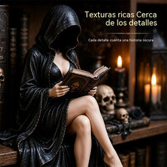 🔥【Novedad 2026】Estatuilla gótica «Lector encapuchado»: un adorno misterioso y sensual para el dormitorio o la oficina. ¡Un regalo decorativo de estilo *dark academia*! 🖤📖