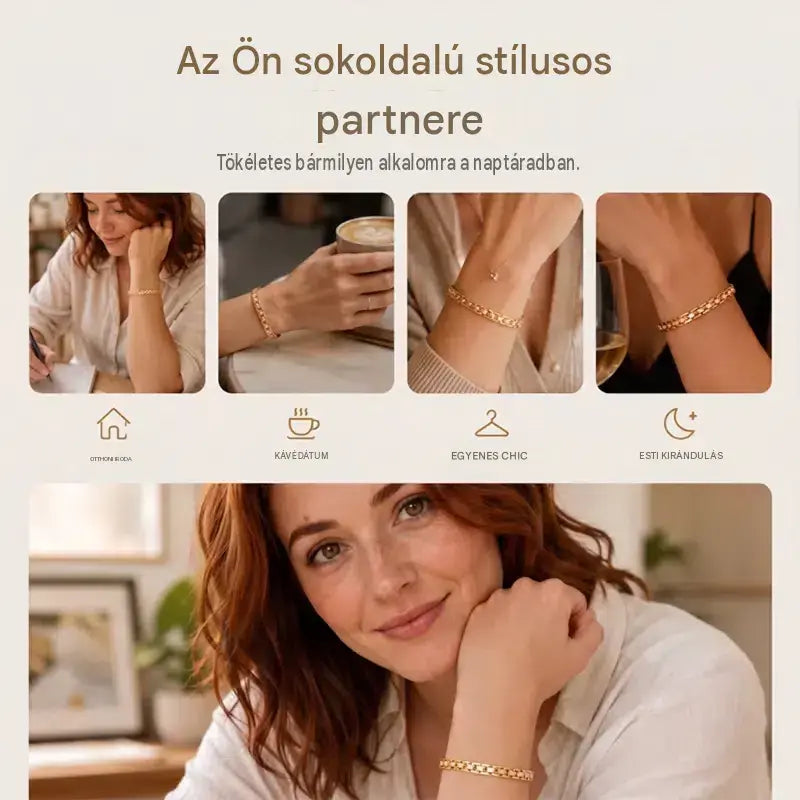 Korlátozott ideig 50% kedvezmény!  Elegáns, kubai stílusú női karkötő: lenyűgöző megjelenés, klasszikus dizájn, kényelmes viselet