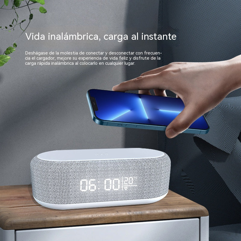 Reloj, despertador, carga inalámbrica, lámpara de escritorio, termómetro, cargador inalámbrico para teléfono 6 en 1