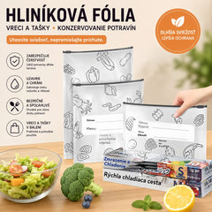 🥩【30 kusov：10 malých + 10 stredných + 10 veľkých】Vrecko z hliníkovej fólie potravinárskej kvality so zipsom na zachovanie čerstvosti, vhodné do domácej chladničky