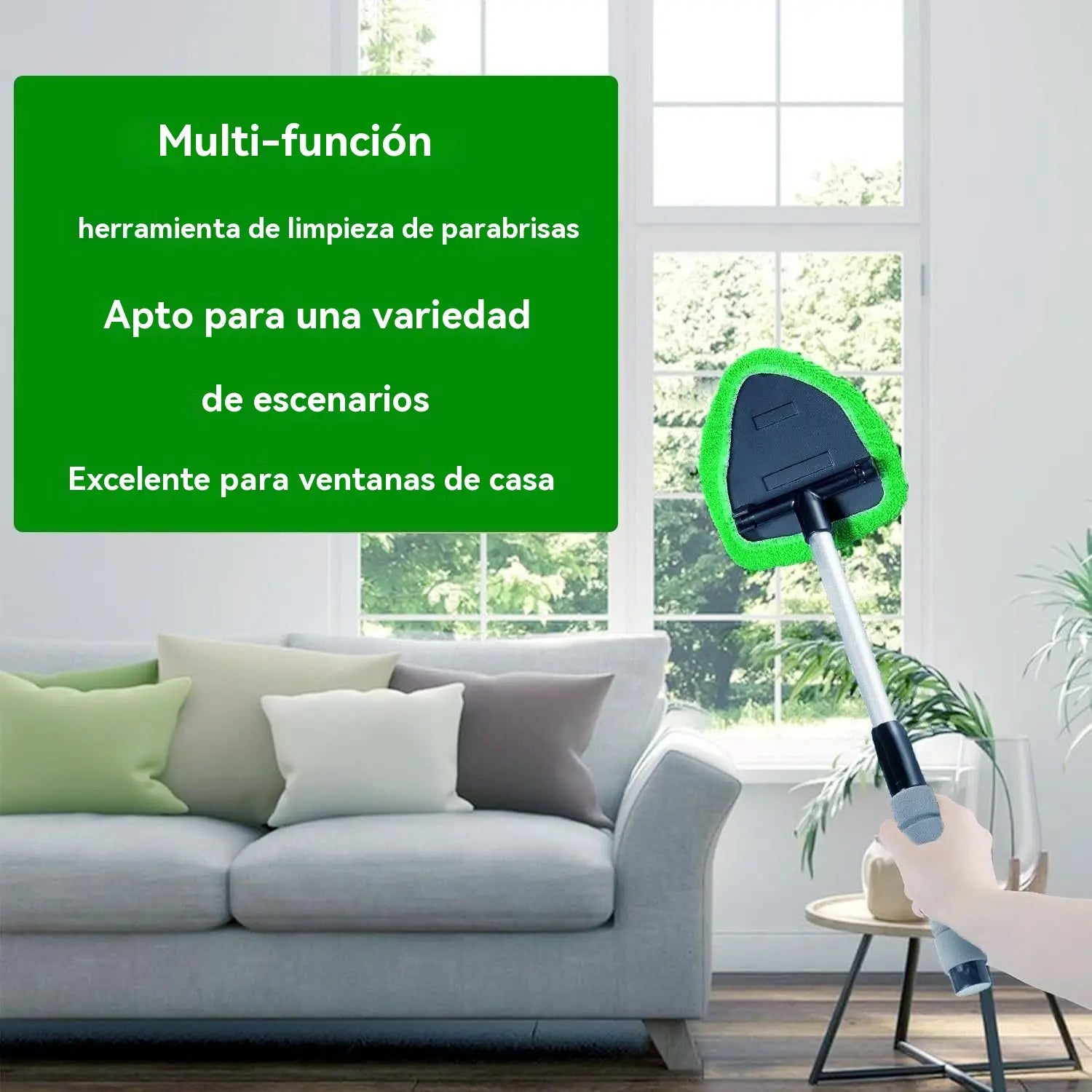 🎁Kit de limpieza de parabrisas de coche - extensible y giratorio 180°【1 pieza de plástico triangular + 4 fundas de tela】