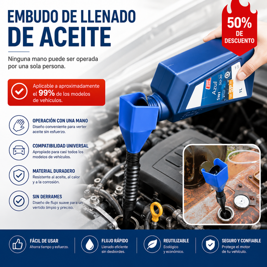 【5 piezas】🚗Herramienta para repostar y verter combustible en el coche, embudo manos libres🔥