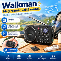 【💥Poslední den, sleva 50 %!】✨Přenosné rádio s Bluetooth, hudební přehrávač, podporuje paměťové karty a USB flash disky.