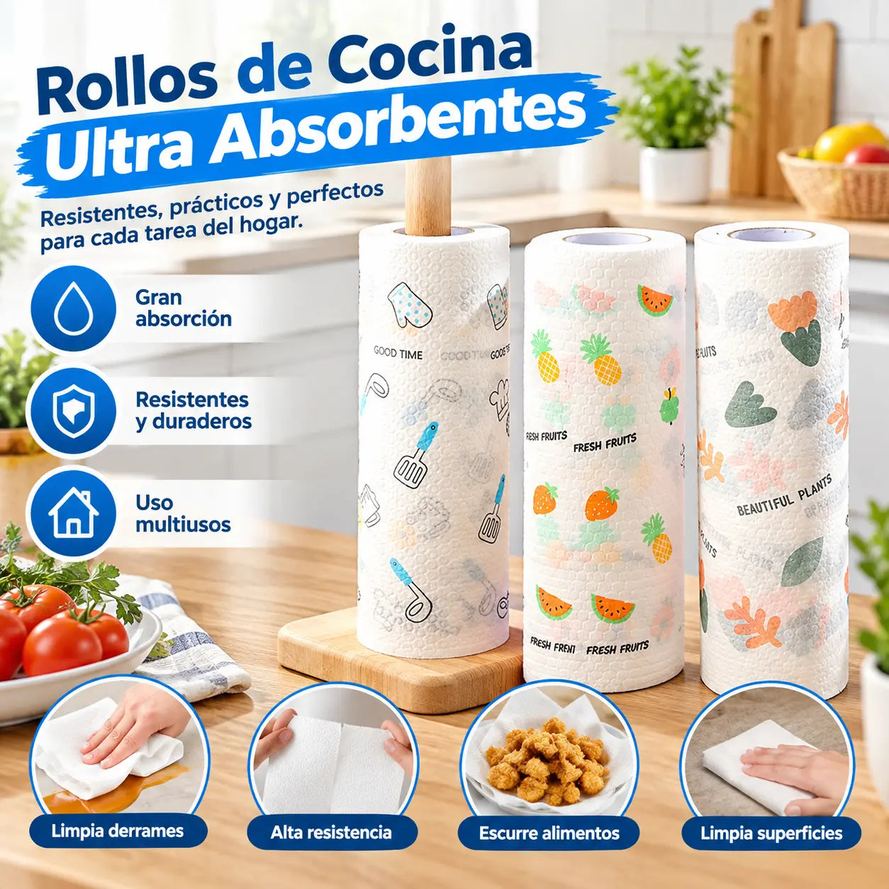🔥 【Compra uno y llévate otro gratis】 🌿 Rollo de paños de limpieza reutilizables (100 hojas) — Reutilizables tras el lavado