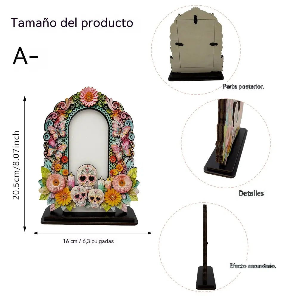 ❤️Decoración tradicional de madera para fotos del Día de los Muertos