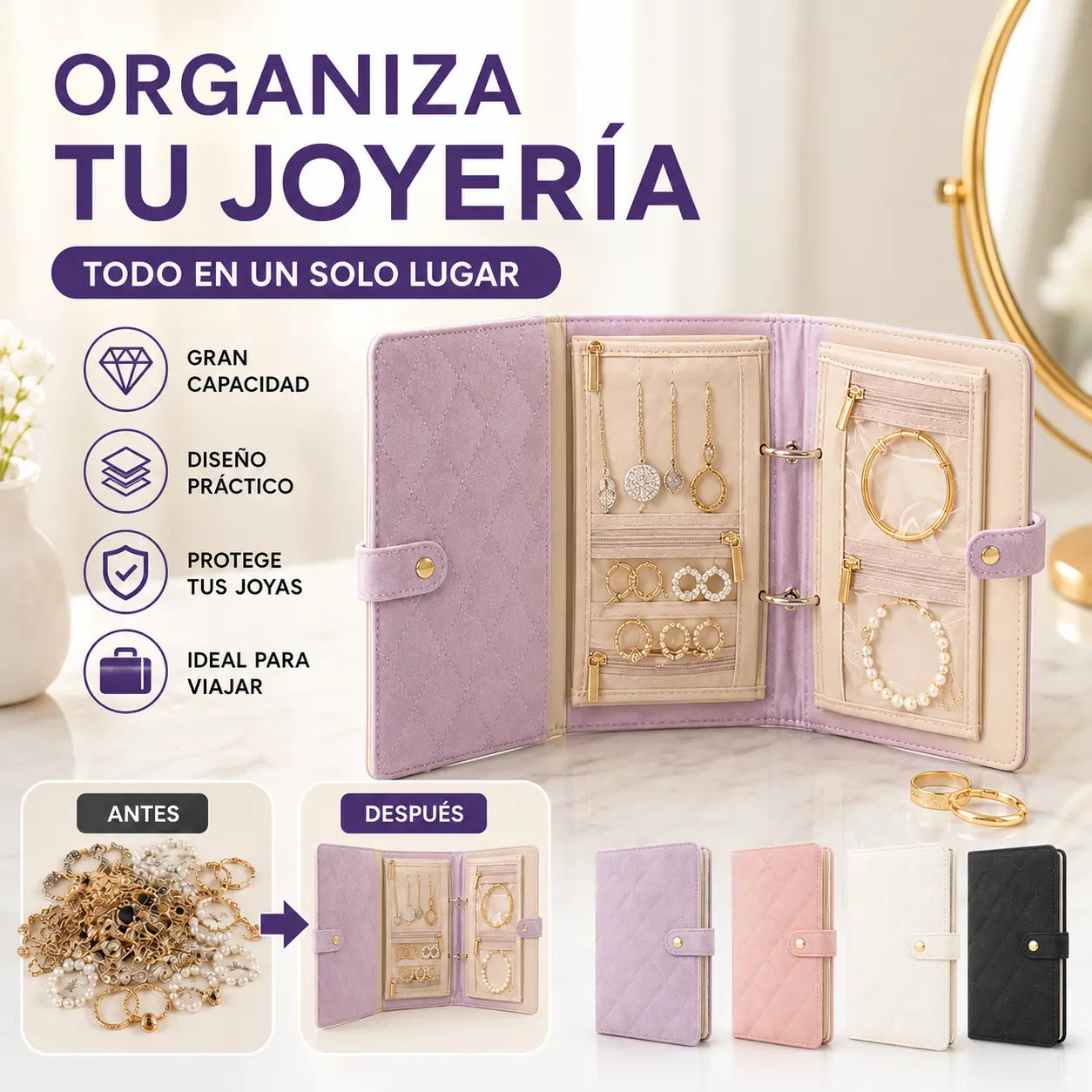 🔥Elegante bolsa portátil para guardar joyas con estampado a cuadros