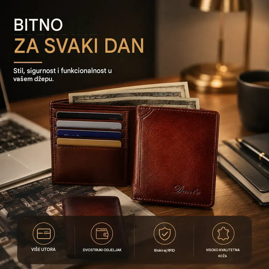 Novi muški protuprovalni novčanik od prave kože