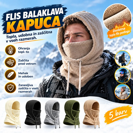 ❄️🧣 Zimska flis termo podkapa | Debela vetrovno odporna podkapa za smučanje, kolesarjenje, motoristiko in aktivnosti na prostem 🏍️🚴‍♂️