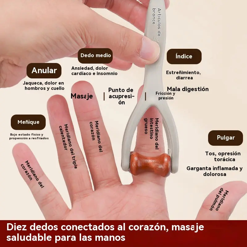 🎁【2 piezas】🌿 Masajeador de dedos de madera maciza: Los rodillos de madera natural ayudan a desbloquear los meridianos articulares y a aliviar la fatiga de las manos. 🌿