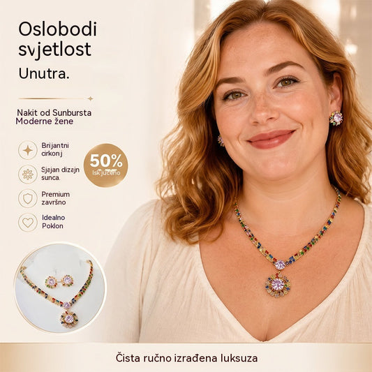 💎 ✨ Set ogrlice i naušnica od blistavog kubnog cirkona: bezvremenska elegancija, savršen poklon, idealan za vjenčanja, zabave ili kao svakodnevni luksuzni modni dodatak 💍