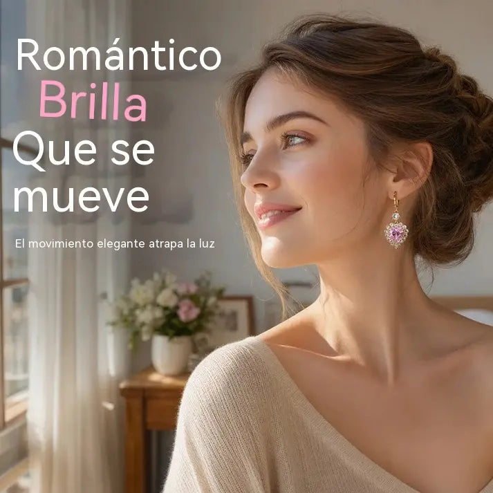 🎉 ¡50% DE DESCUENTO POR TIEMPO LIMITADO! 💖 Pendientes colgantes de corazón brillantes – Resplandor rosa romántico ✨