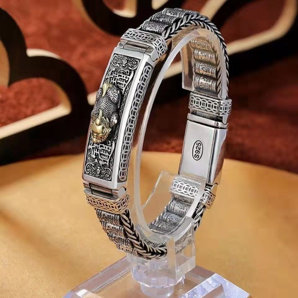 🔥💪2024 nueva pulsera de la fortuna Pixiu hecha a mano de Plata de Ley 925