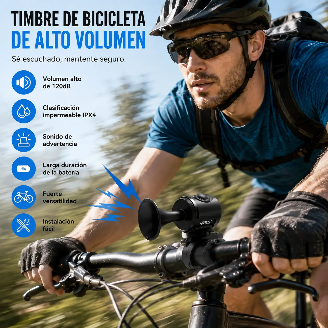 🚴🔔🔊Timbre de bicicleta eléctrico, timbre eléctrico para equipo de ciclismo con alto volumen