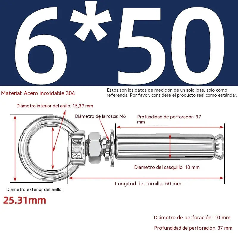【Compra 2 y llévate 2 gratis】🔥🔩Tornillo de expansión con anilla de elevación de acero inoxidable 304
