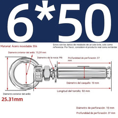 【Compra 2 y llévate 2 gratis】🔥🔩Tornillo de expansión con anilla de elevación de acero inoxidable 304