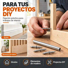 🧱【100 clavos + 1 herramienta】✨ Clavo Oculto de Doble Cabeza con Tornillo Expansivo | Fijación Invisible para Zócalos y Madera | Acero Galvanizado Antióxido 🔩