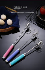 25€【 Conjunto de 3 piezas】Batidor de huevos semiautomático de acero inoxidable