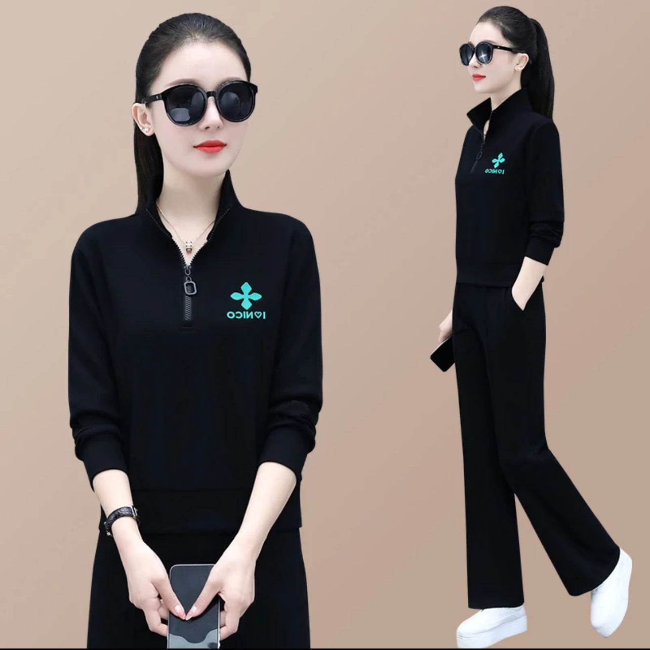😍【Top + pantalones】2025 traje de ropa deportiva casual suelto de gran tamaño nueva moda caliente