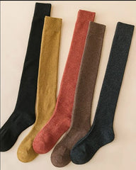 🎁【5 pares】Calcetines largos gruesos de color liso de invierno