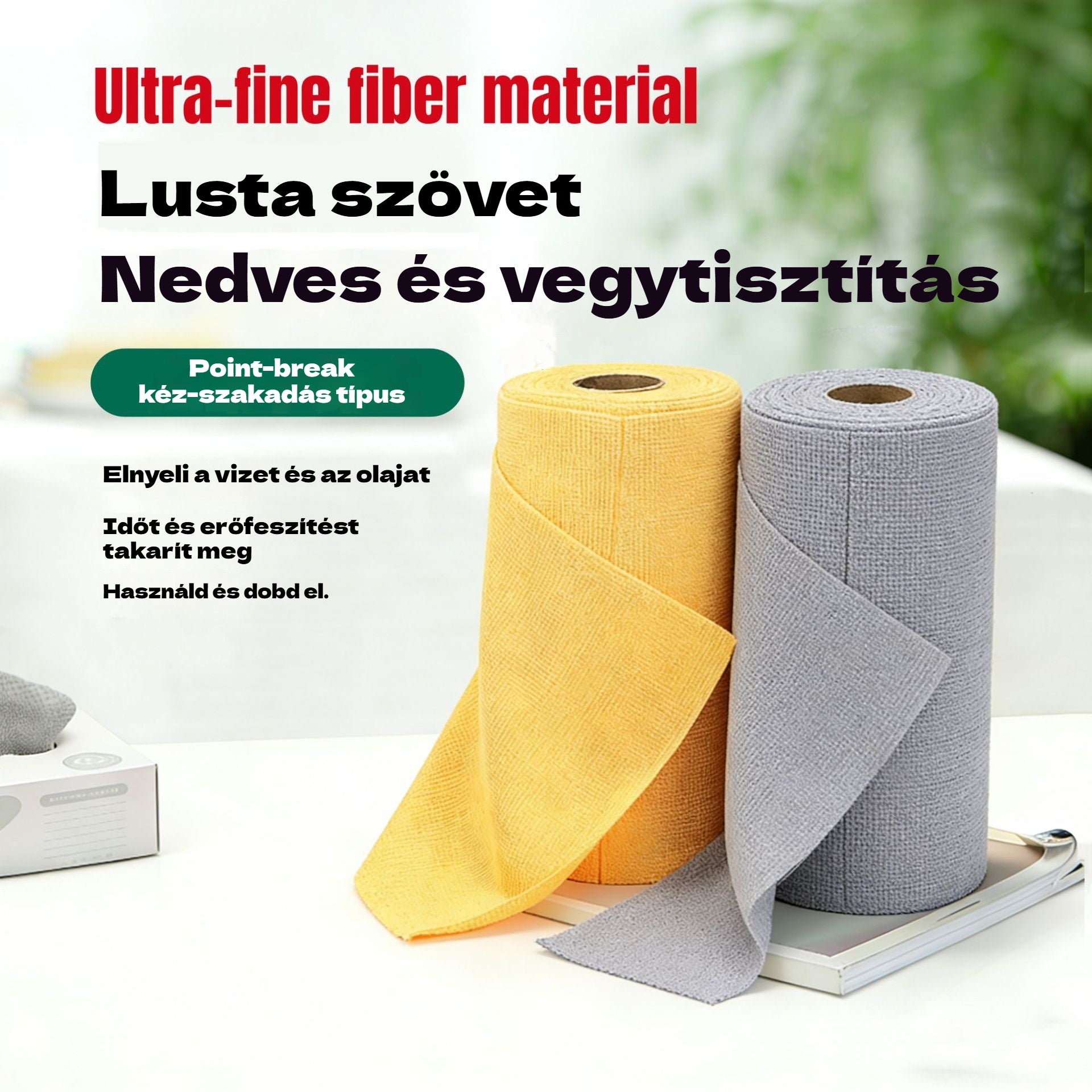 ✨🧼Újrafelhasználható tisztítókendő tekercsek, amelyek egyenként letéphetők.