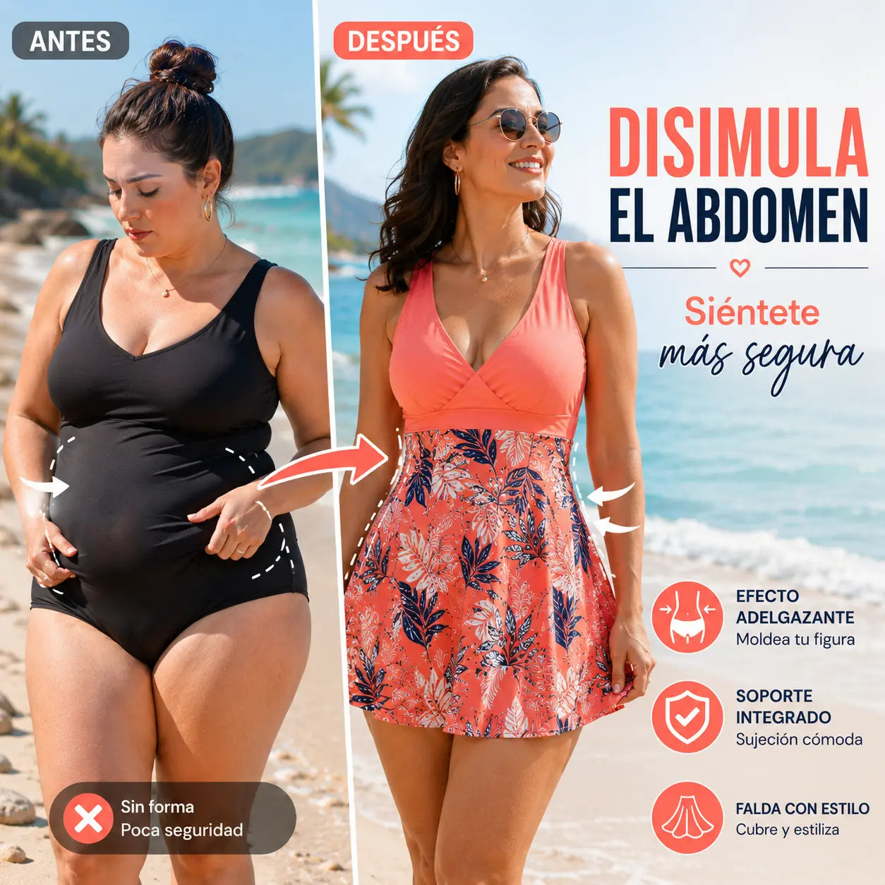 🏖️🌴【S-5XL】Conjunto de traje de baño estampado para vacaciones en la playa 2025
