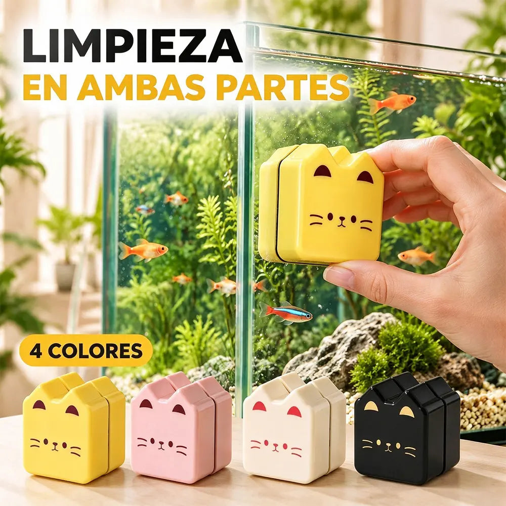 🧽【Compra uno, llévate otro gratis】🐠 Limpiador Magnético de Acuario de Doble Cara con Raspador de Algas, Limpia Cristales sin Mojarte las Manos, Imán Fuerte para Pecera y Acuario ✨