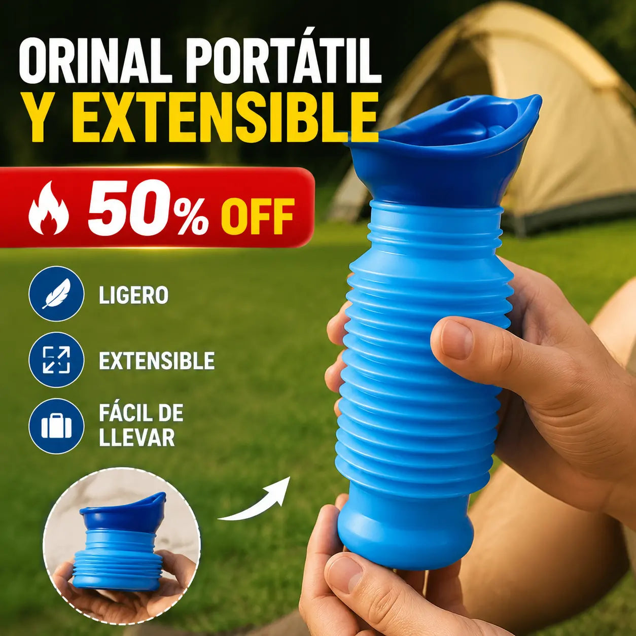 🔥Urinario plegable portátil para hombres, mujeres, niños y ancianos - Urinarios reutilizables