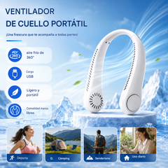 💨 Ventilador de aire acondicionado con cuello – Extremadamente silencioso, portátil y giratorio 360° – Ideal para el verano 🌞