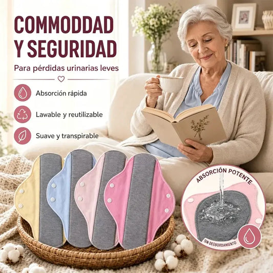 🩲【Paquete de 10】Protector Reutilizable de Grafeno y Algodón | Antibacteriano y Antifugas | Ancho Extra ♻️✨