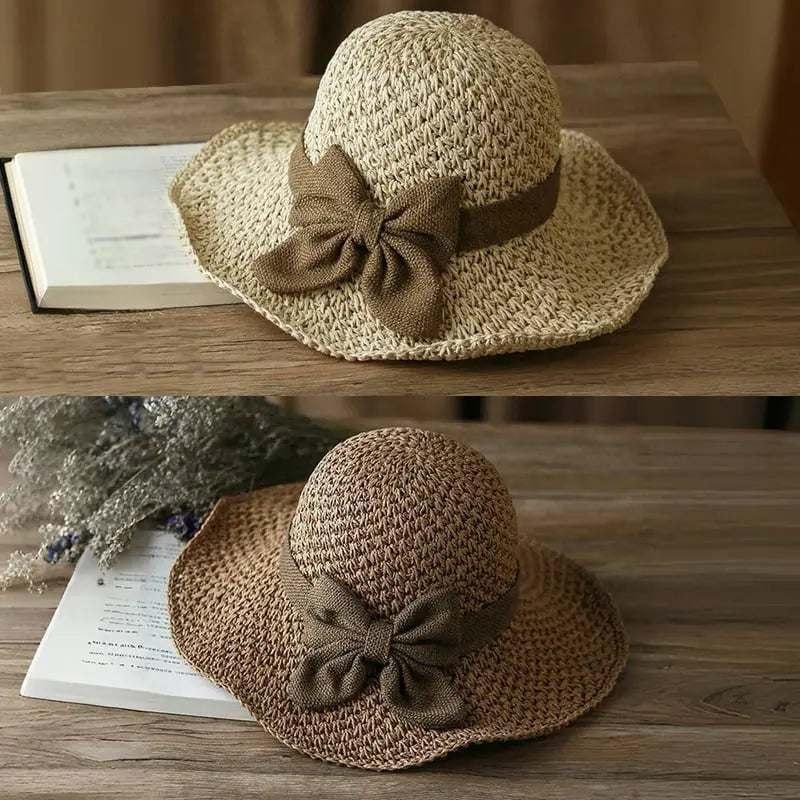 🎀🎀 50% DE DESCUENTO 👒 | Sombrero de paja con lazo retro – Plegable y transpirable para el verano