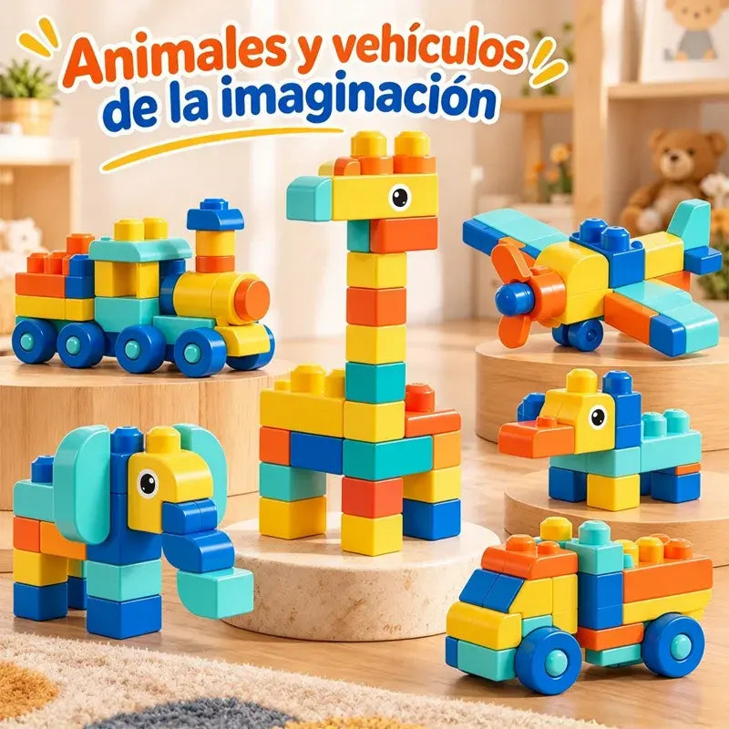 🎨🚂 Set de Bloques de Construcción Tipo Tren, Juguete DIY de Goma Blanda para Niños, Fomenta la Creatividad y la Motricidad Fina 🧩🌟