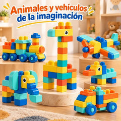 🎨🚂 Set de Bloques de Construcción Tipo Tren, Juguete DIY de Goma Blanda para Niños, Fomenta la Creatividad y la Motricidad Fina 🧩🌟