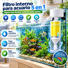 🐟Sistema de circulación de agua de acuario con filtro 3 en 1, funcionamiento silencioso.