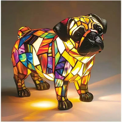 🐱🐶Adornos de resina, luz nocturna LED, arte, estatua de animal, decoración creativa para oficina, hogar, interruptor con puerto USB